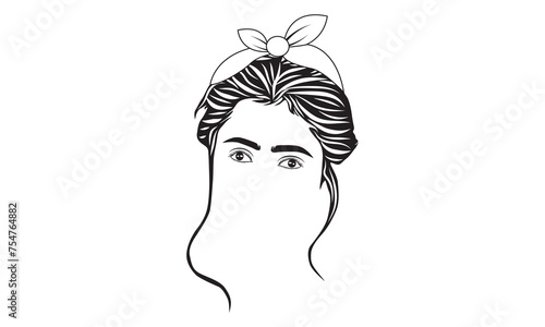 Messy bun hairstyles, Simple black silhouette graphic. Cartoon style. Vector illustration on white isolated