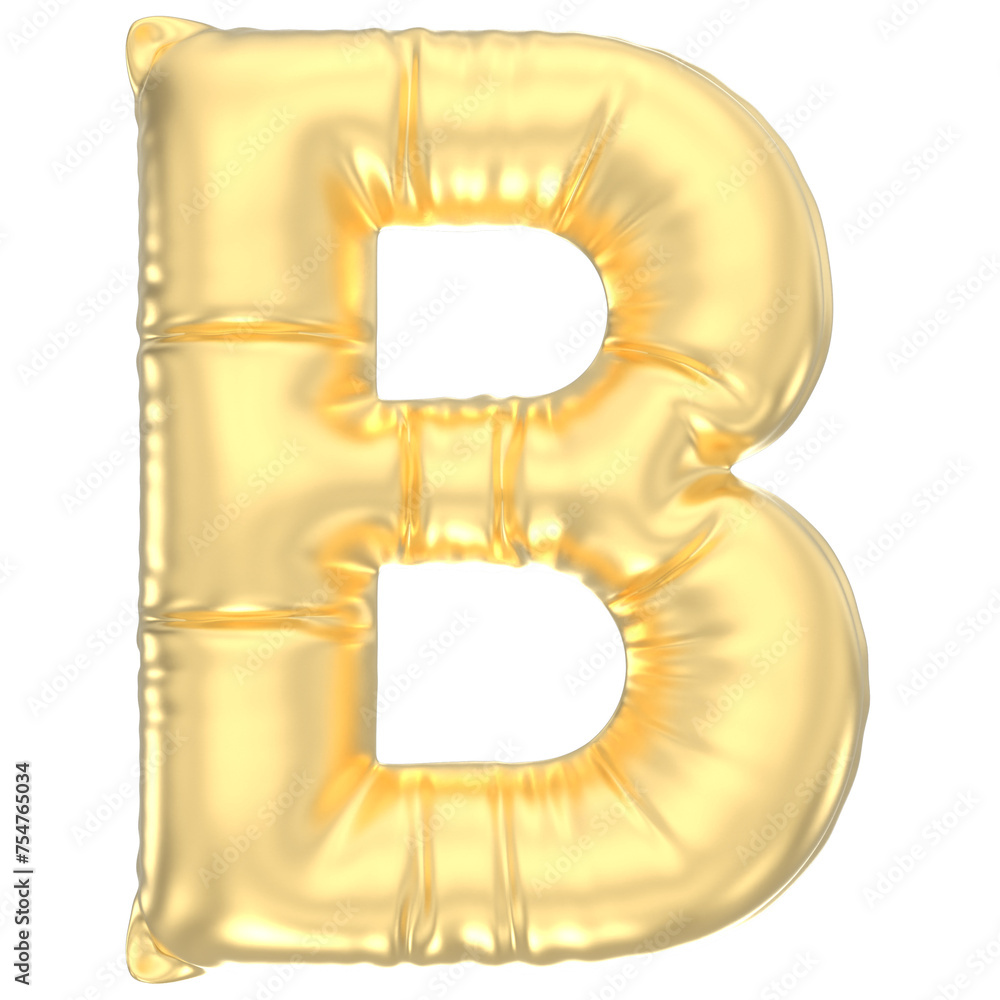 Letter B Balloon Gold 3D Render
