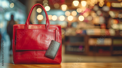 red leather women handbag. generative ai 