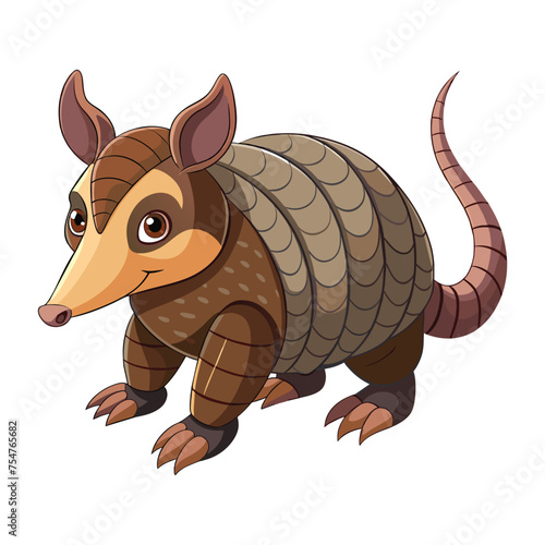 Funny armadillo illustration on white background