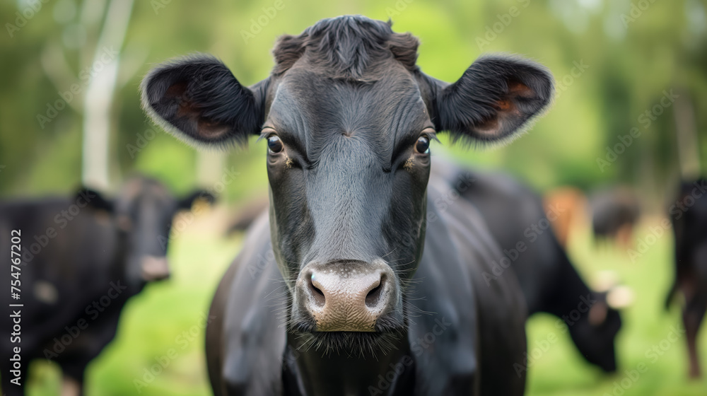 Curious cow looking straight at the camera.