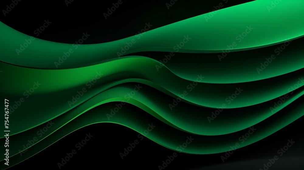 Green strip waves cascade across a horizontal black background, adding depth and movement to the abstract texture. Green strip waves cascade across a horizontal black background, adding depth and movement to the abstract texture.