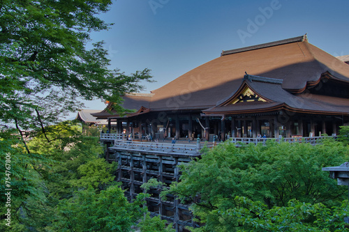 A view of Kiyomizu-dera temple in the morning.   Kyoto Japan 
