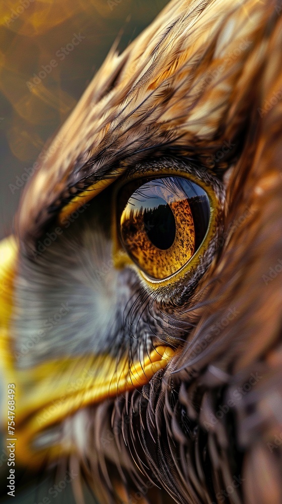 Detail right eye golden eagle. Generative Ai. Detail right eye golden eagle. Generative Ai.