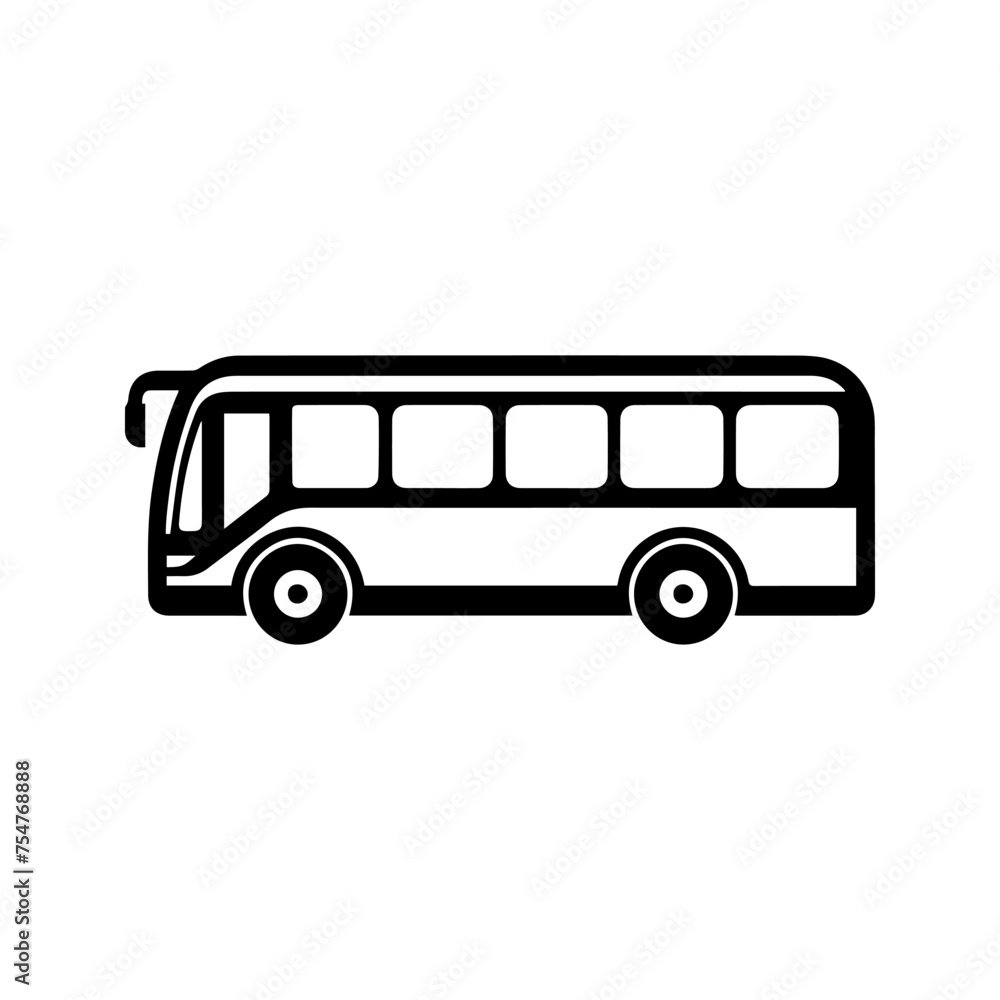 Passenger tourist bus icon. Side view. Vector illustration.