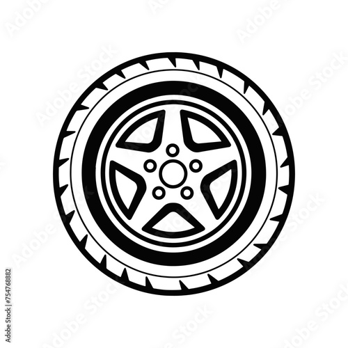 Car wheel icon. Tire isolated on white background.