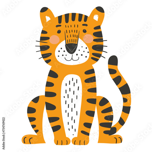 Cute Illustration of a Kid-Friendly Tiger in Orange, Svg Eps Vector File