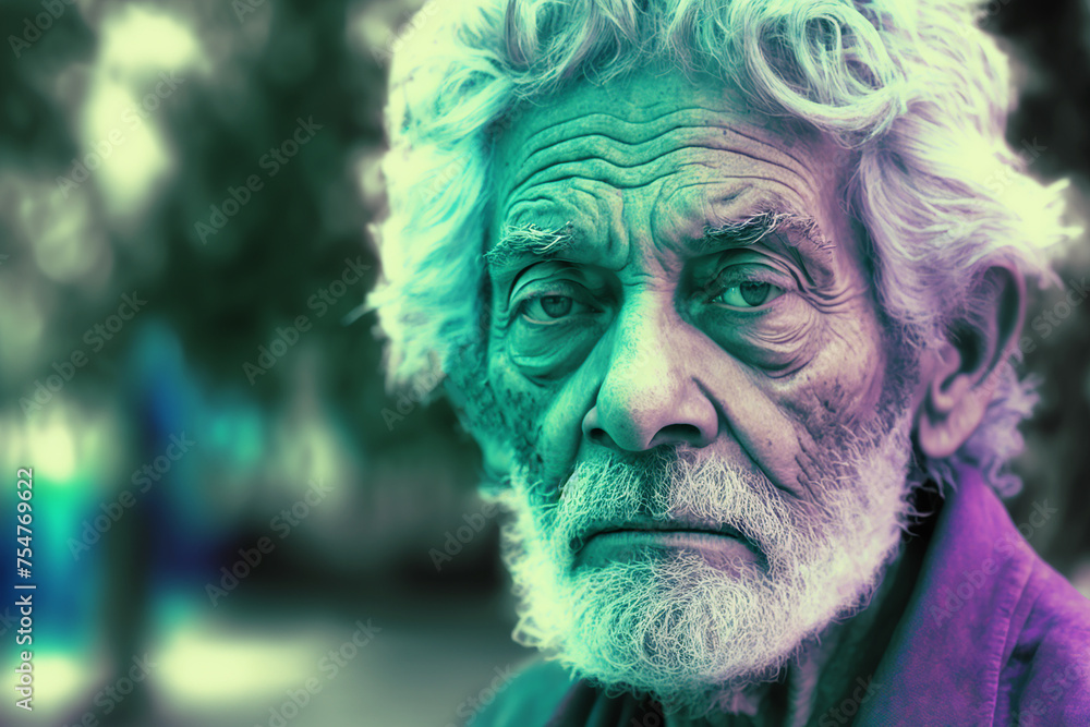 Portrait of an elderly man, face with deep wrinkles. Portrait of an elderly man, face with deep wrinkles.