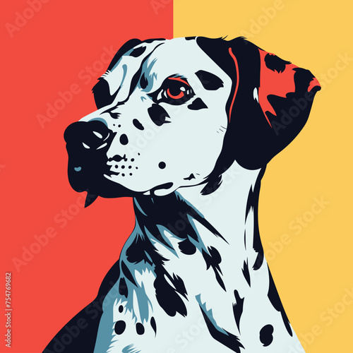 Vibrant Pop Art Dalmatian Portrait, Svg Eps Vector File