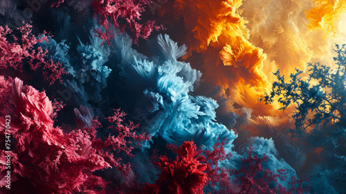 Vibrant Ai abstract art in Baroque style with gradient colors