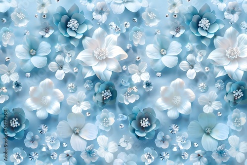 white flowers on a baby blue background photo