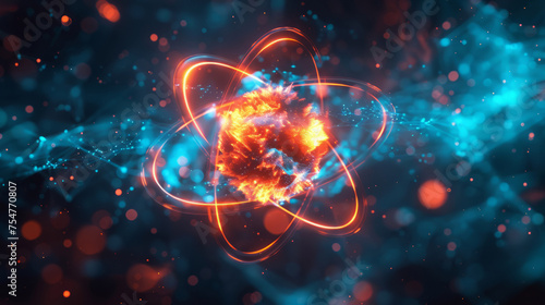 Stunning AI-inspired atom design with a dynamic burst of energy in vector illustration