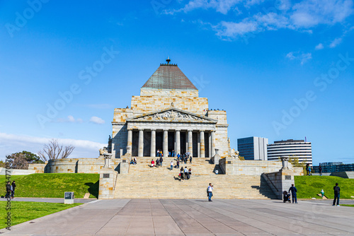 Solemn Tribute at Melbourne’s Shrine of Remembrance, Australia photo