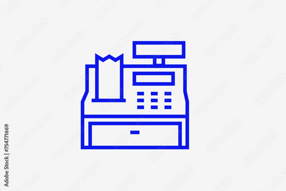 the cash register illustration in line style design. Vector illustration. the cash register illustration in line style design. Vector illustration.