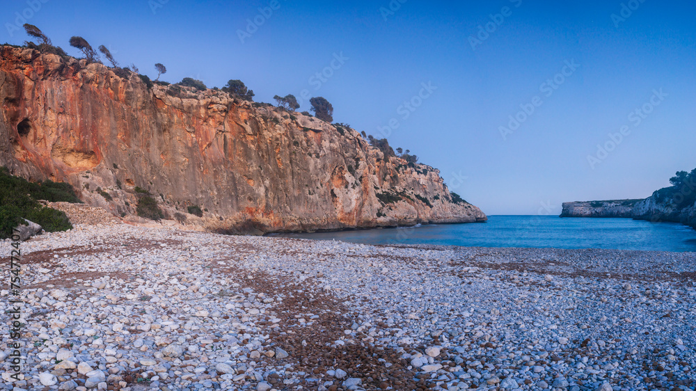 Cala Magraner, pebble beach, Manacor coast, Majorca, Balearic Islands, Spain Cala Magraner, pebble beach, Manacor coast, Majorca, Balearic Islands, Spain