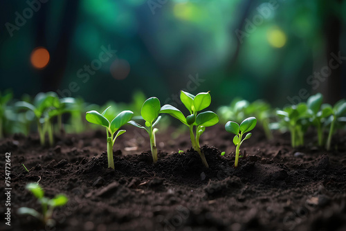 Green sprouts in dark soil against a blurred background symbolizing the concept of growth and potential generative AI