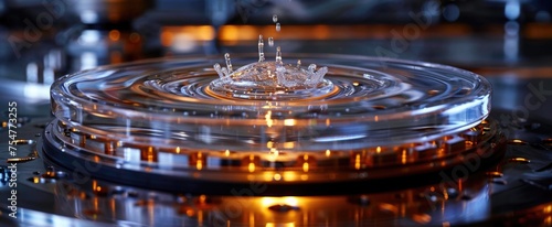 Detailed view of a superconductor in use, capturing its application in magnetic levitation and quantum computing photo