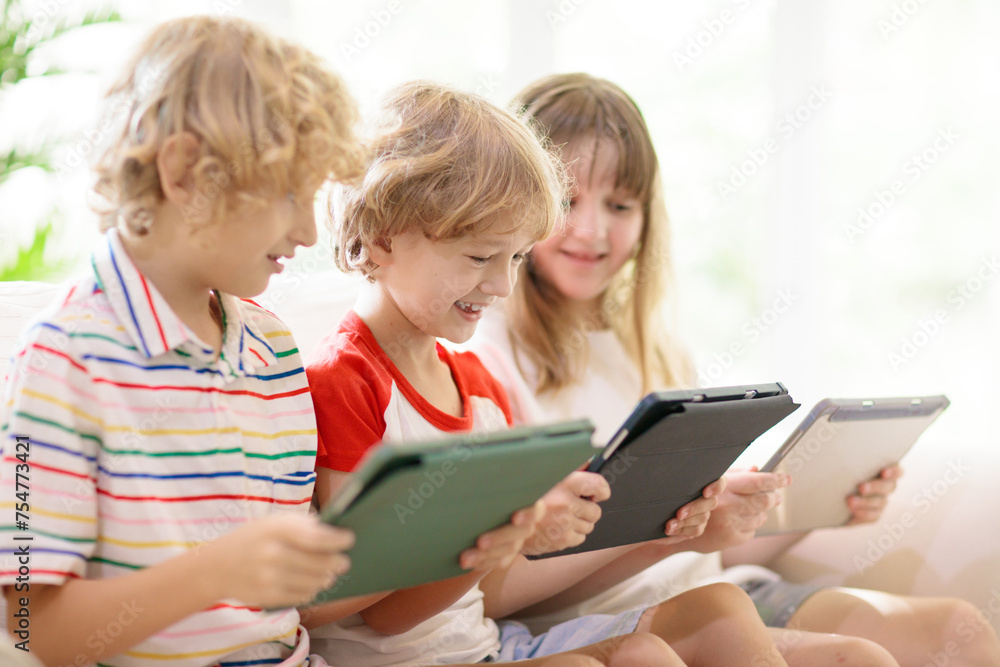 Kids with mobile phone. Child with tablet computer Kids with mobile phone. Child with tablet computer