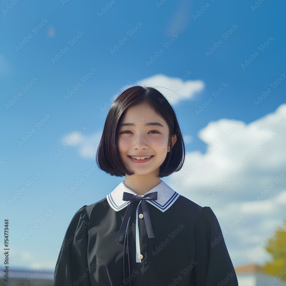 10代の制服を着た美しい女性 10代の制服を着た美しい女性