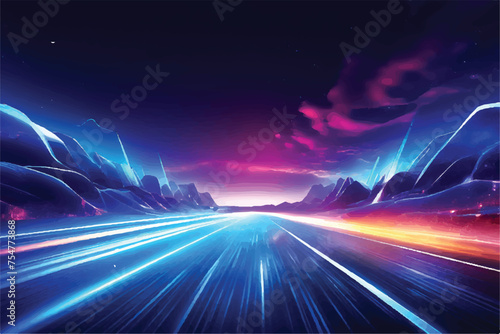 Abstract Futuristic Background. Motivational fast moving speed lines. Futuristic dynamic motion technology. Template of express lanes, lines. for games, business cards, posters. Abstract colored light