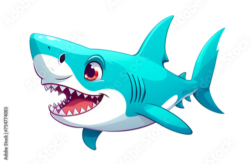 Illustration of cute shark face smiling on white background  clipart