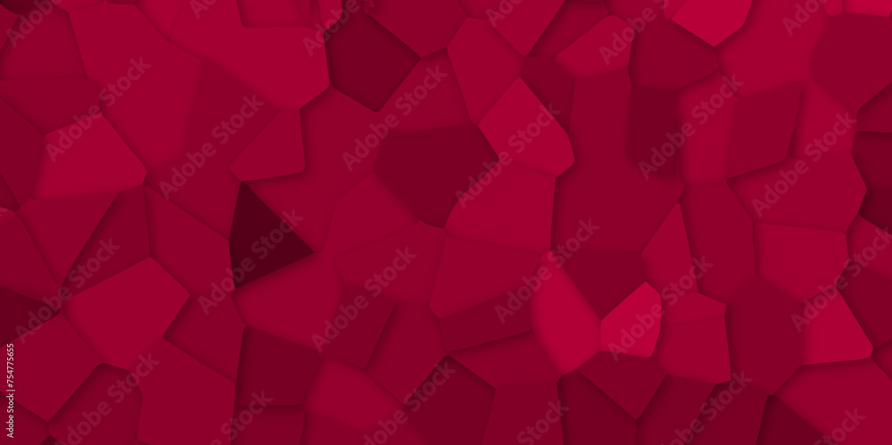 Abstract red stained glass background pattern .red stained glass window art background .seamless pattern with 3d shapes vector vintage design . - obrazy, fototapety, plakaty 