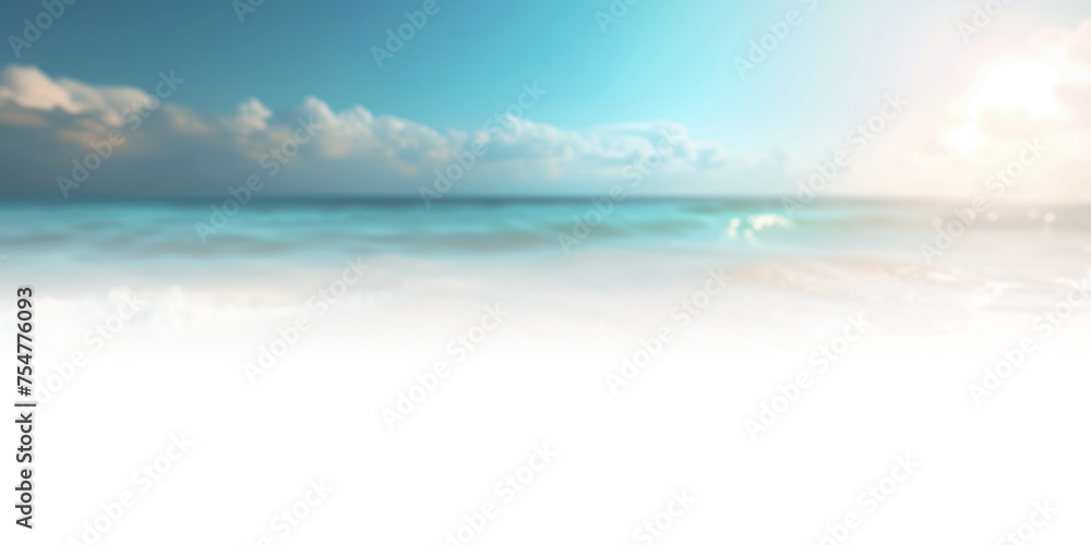 blue sky with sea waves gradient effect, isolated on white and transparent background, png