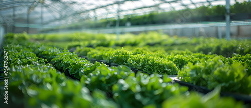 A futuristic hydroponic farm fills a vast, climate-controlled greenhouse with row after row of gently undulating growing tubes. Nutrient-rich water flows in circulating channels, bathing the exposed r