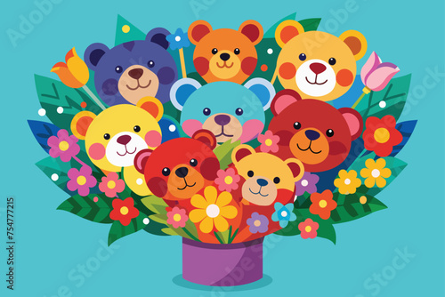 bouquet-from-teddy vector bears .eps