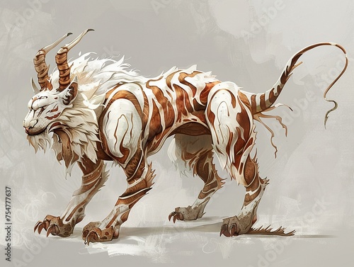 2D Illustrate of Invent a chimera with the abilities of its combined animal parts. photo