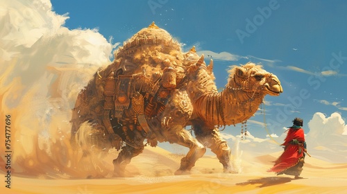 2D Illustrate of Traverse the desert sands with the Sand Elemental Camel.