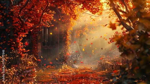 3D Illustrate of Welcome the season of change with an enchanting autumn wallpaper.