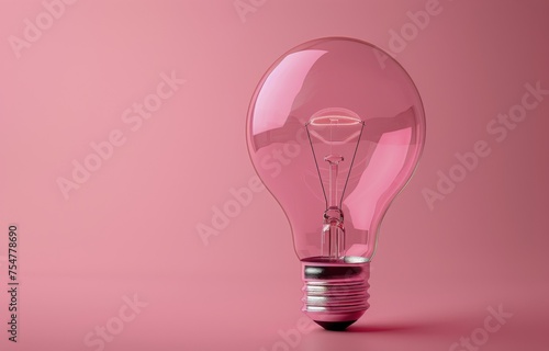 Light Bulb on Pink Background