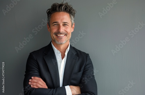 Smiling Man in Black Jacket and White Shirt