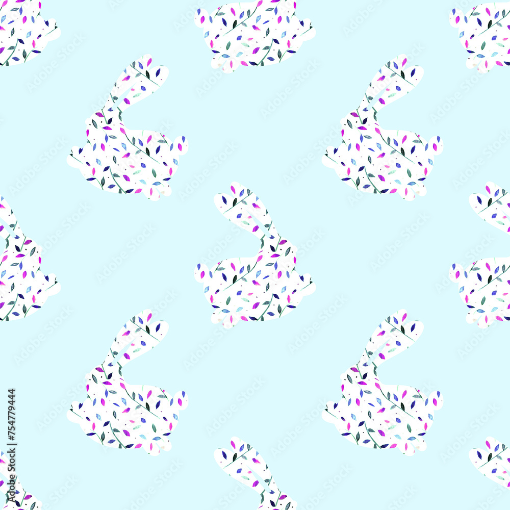 Easter seamless pattern with bunny. Easter bunny print.