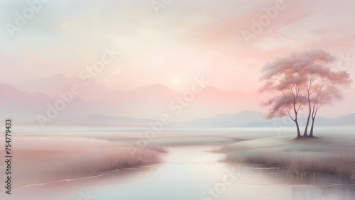 A dreamlike landscape with soft  unfocused hues blending into one another  evoking a sense of serene ambiguity  generative AI