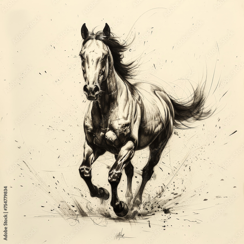 Sturdy Horse Minimalist Sketch in Bold Contours Sturdy Horse Minimalist Sketch in Bold Contours