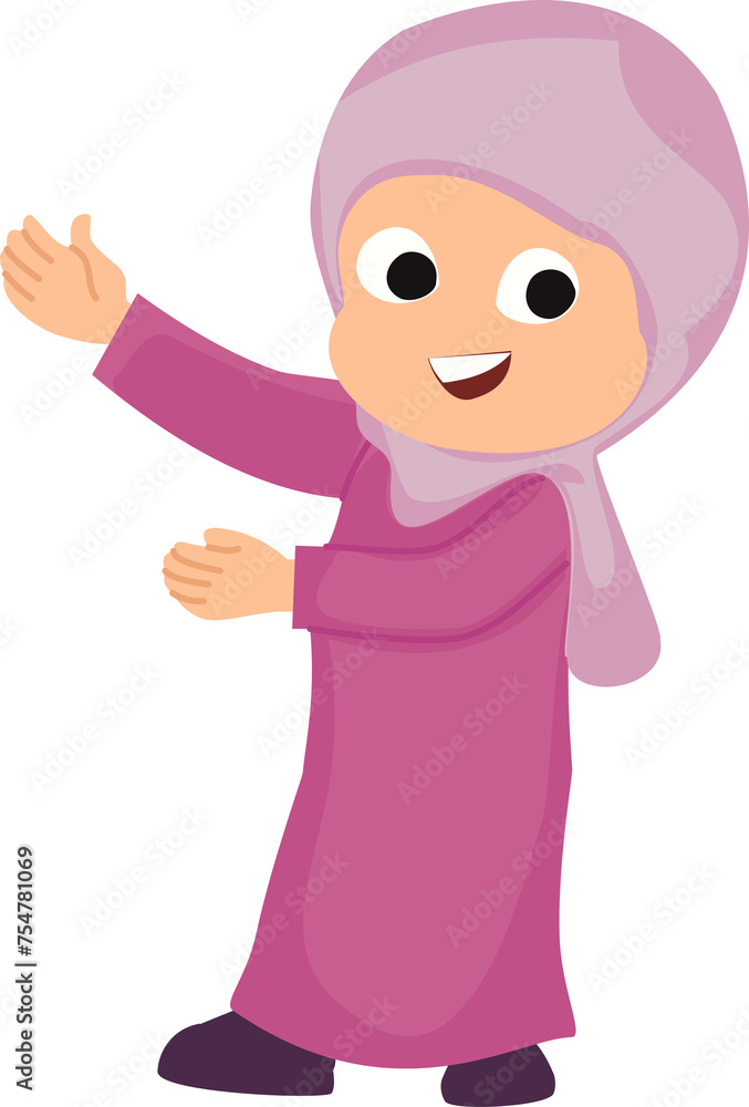 cute muslim girl character using veil or cute happy muslim girl cartoon cute muslim girl character using veil or cute happy muslim girl cartoon