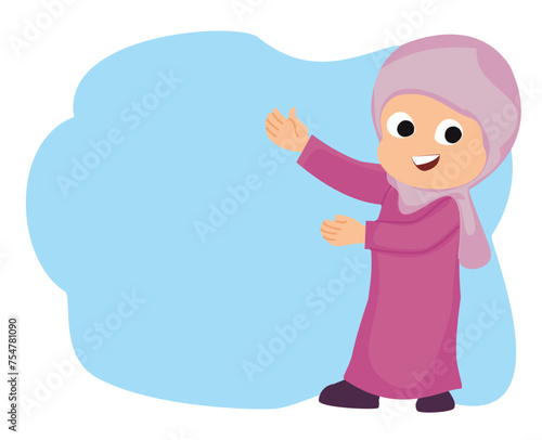 cute happy muslim girl cartoon
