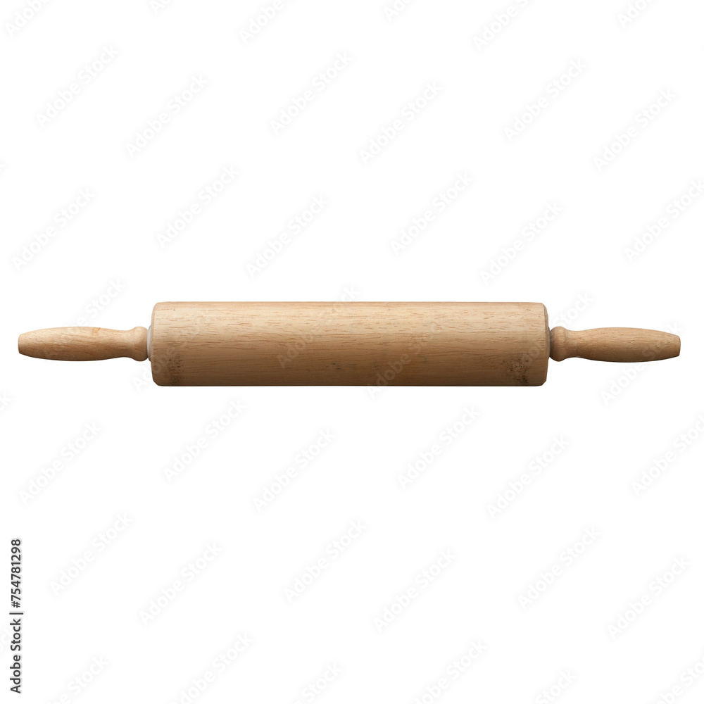 An unique concept of wooden rolling pin isolated on plain background , very suitable to use in mostly kitchen project.