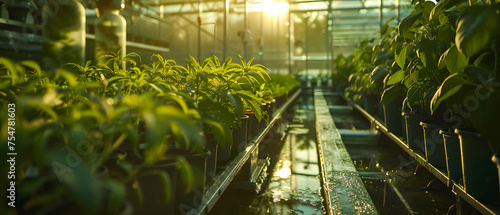 At one end of the greenhouse, a system of pumps, filters, and dosing reservoirs precisely monitors and adjusts the water's mineral content. Arrays of sensors provide real-time data on every plant's gr photo