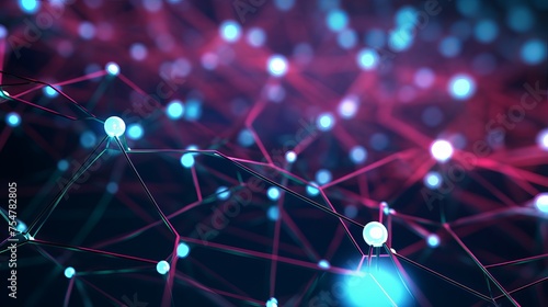 A close-up view of a network is depicted in an abstract nanotechnology 3D illustration.
