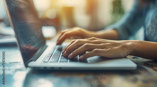 Close-Up of a Professional Software Developer Typing Code on a Laptop