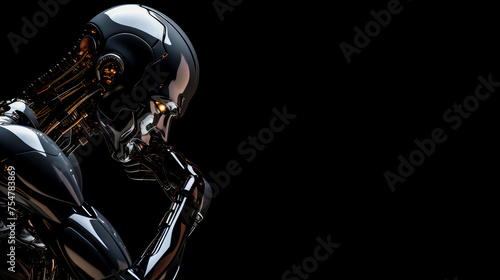 Black robot on black background