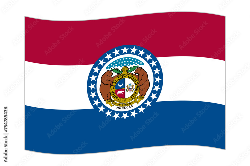 Waving flag of the Missouri state. Vector illustration. Waving flag of the Missouri state. Vector illustration.