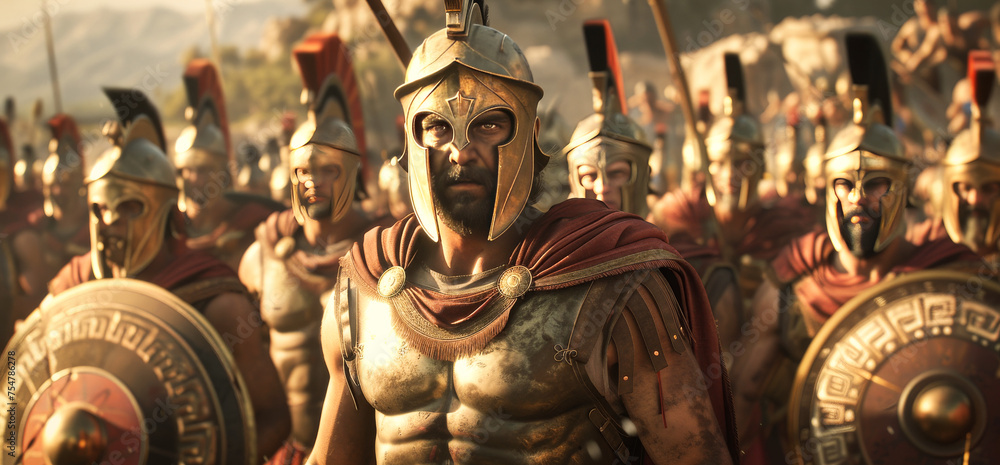 King Leonidas and his spartan hoplites army Stock Photo | Adobe Stock
