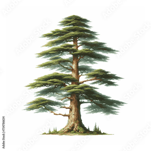 watercolor of Cedar isolated on white background