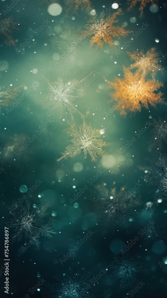 Christmas snowflakes winter background with bokeh.