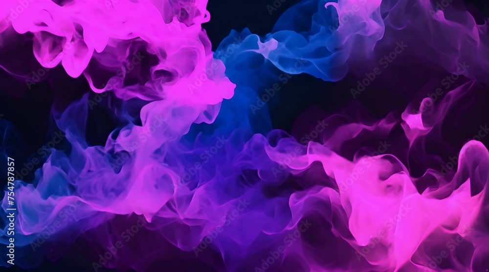 Color smoke texture. Glitter ink swirl. Magic air wave. Intro overlay. Neon blue pink sparkling dust mist flow on dark abstract background Color smoke texture. Glitter ink swirl. Magic air wave. Intro overlay. Neon blue pink sparkling dust mist flow on dark abstract background
