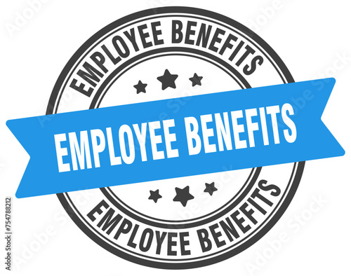employee benefits stamp. employee benefits label on transparent background. round sign